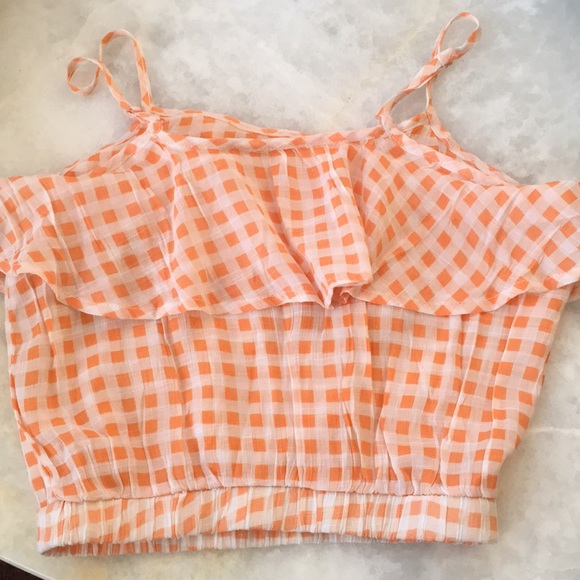 MINE Tangerine and white cropped Summertime top - Picture 4 of 5